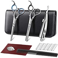 Tijeras Peluqueria Profesional 3 en 1 con Navaja Kit Tijeras de Peluqueria completa Acero Inoxidable 6CR para Peluquero…